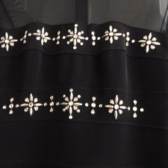 Vintage Cache Embellished Black Tulle Skirt Evening Dress - Picture 4 of 11